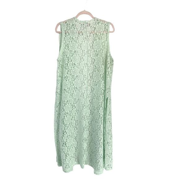 Lularoe Mint Green Joy Lace Maxi Open Front Cardigan Duster Large - Picture 2 of 6